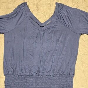 NWOT American Rag Blue Smocked Short Sleeve Blouse